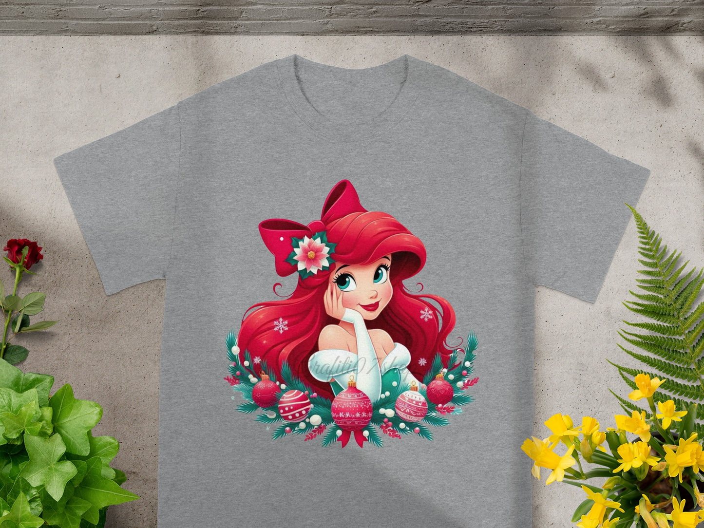 Cute Holiday Themed T-Shirt Featuring Red Haired Girl Design