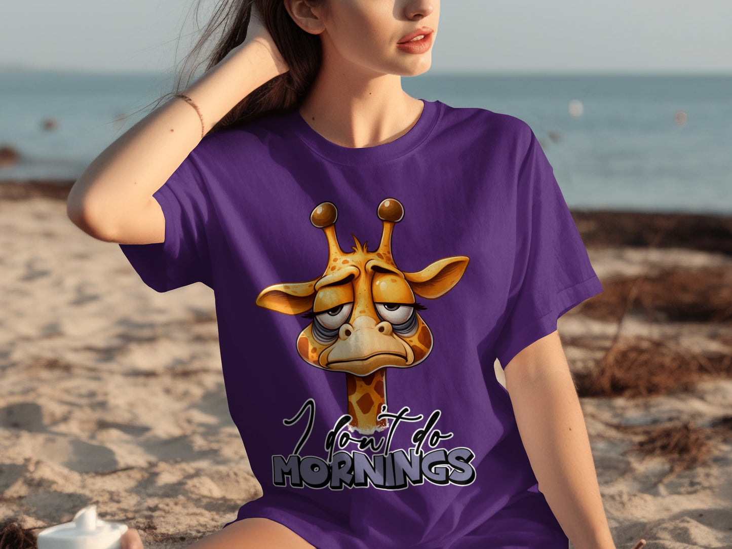 I Don't Do Mornings Funny Giraffe Graphic T-Shirt