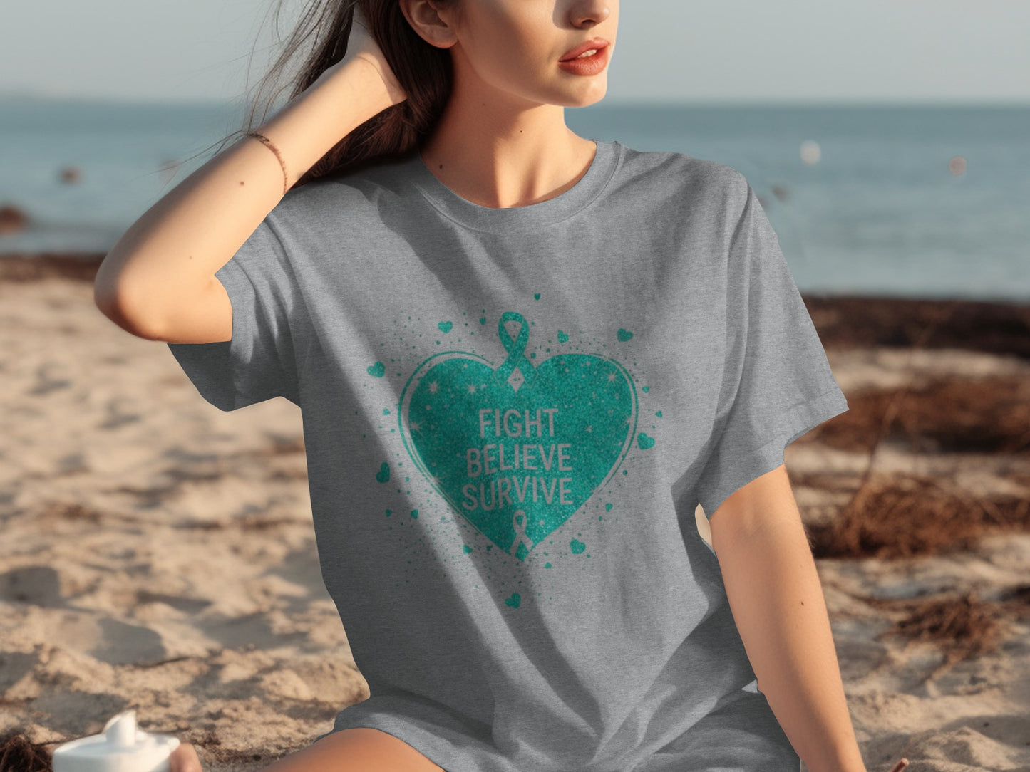 Fight Believe Survive Heart Graphic T-shirt