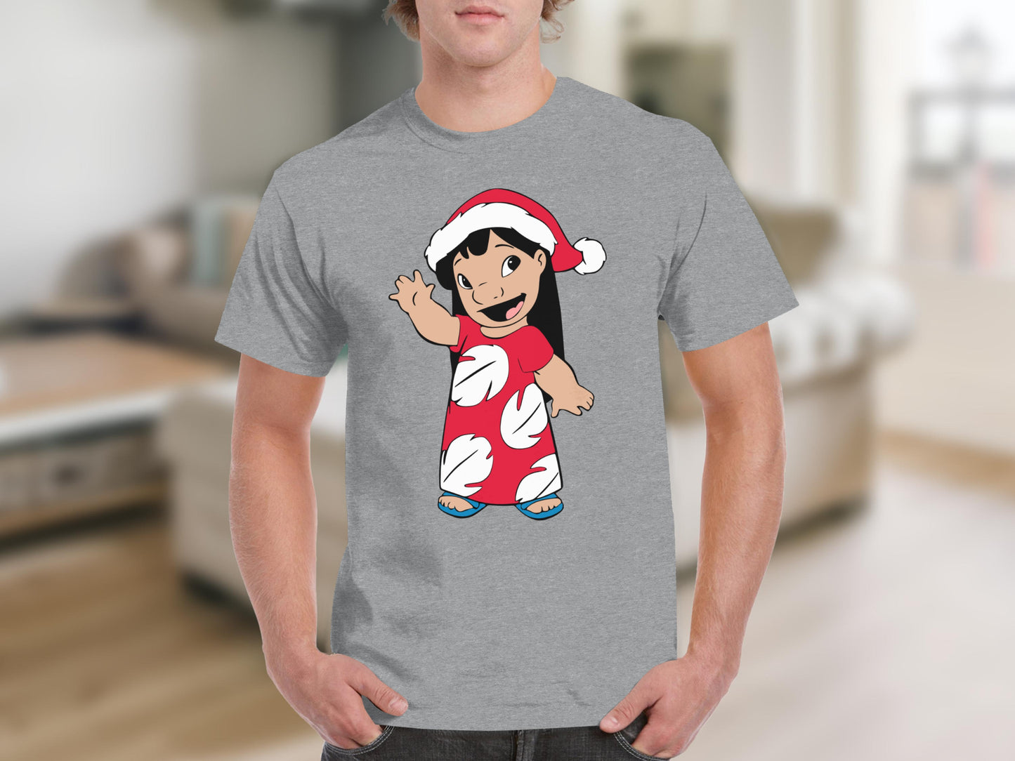 Cartoon Character in Santa Hat Festive Graphic Tee