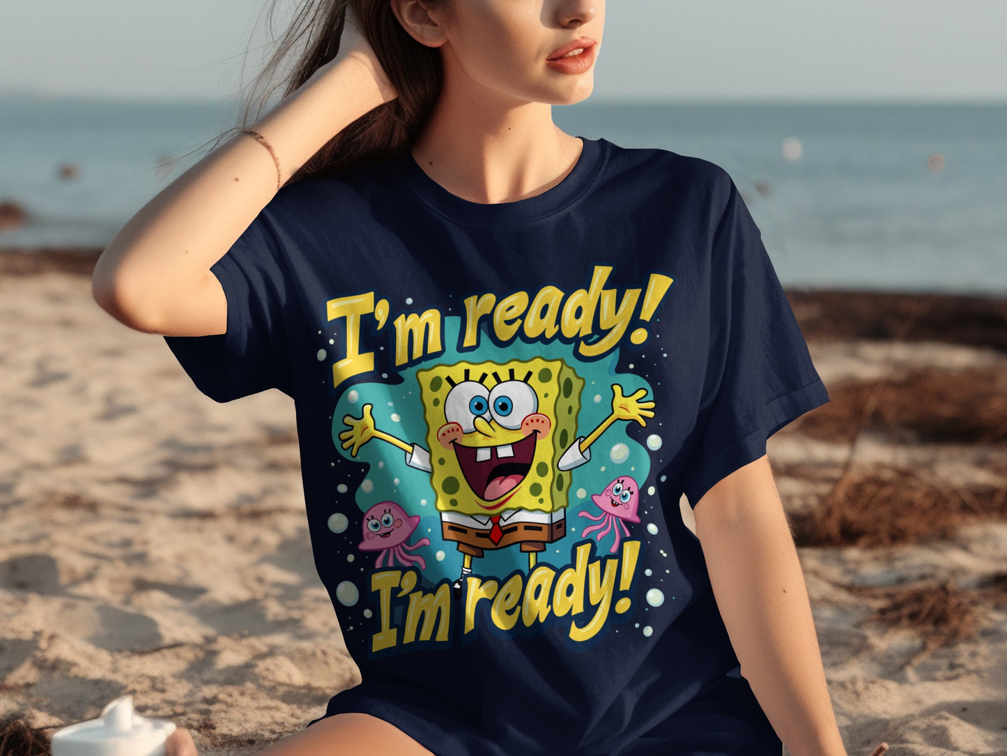 Spongebob I'm ready I'm ready graphic tee shirt