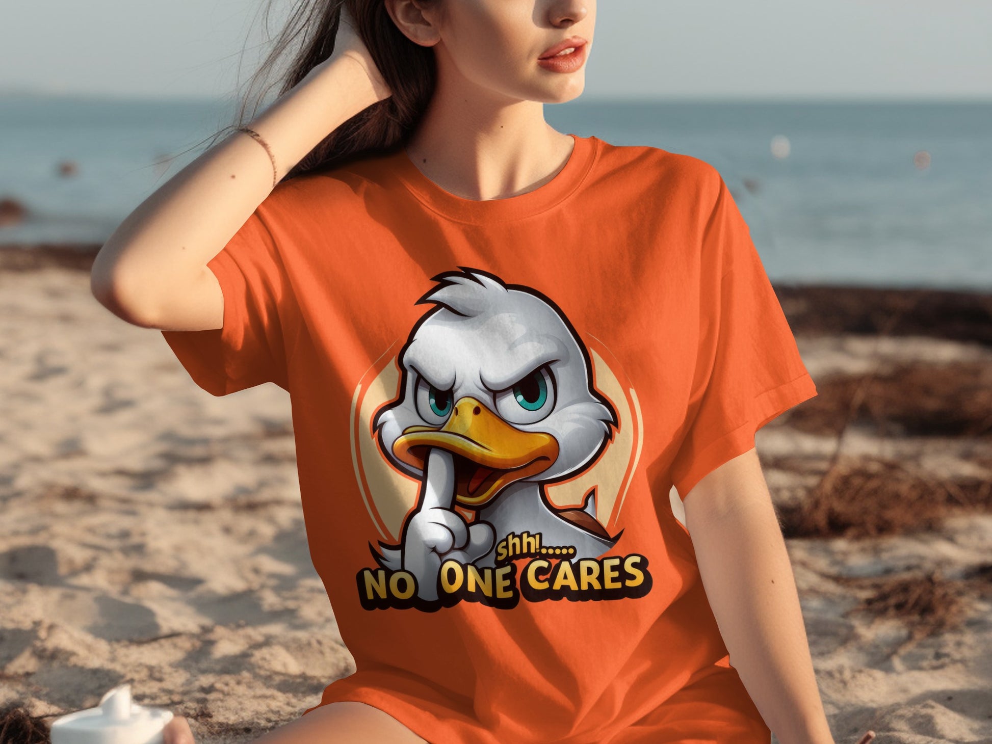 Shhh No One Cares Duck Graphic T-shirt