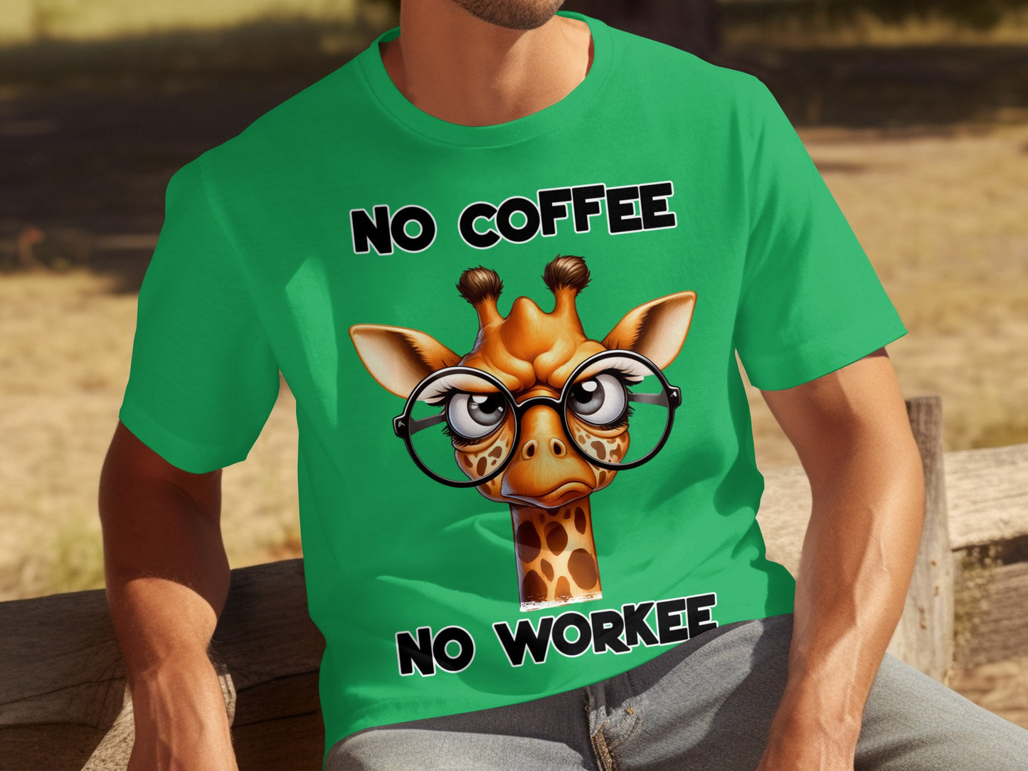 No Coffee No Workee Funny Giraffe T-Shirt