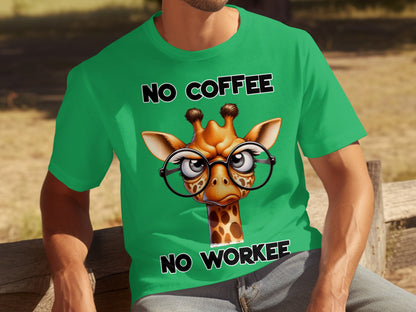 No Coffee No Workee Funny Giraffe T-Shirt