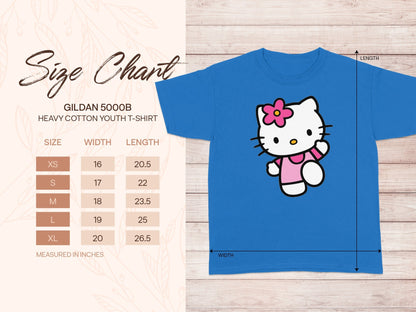 Blue White Cat Pink Bow Gildan 5000B Size Chart T-Shirt product type