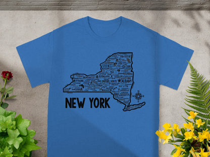 New York State Map Shirt New York Souvenir T-Shirt