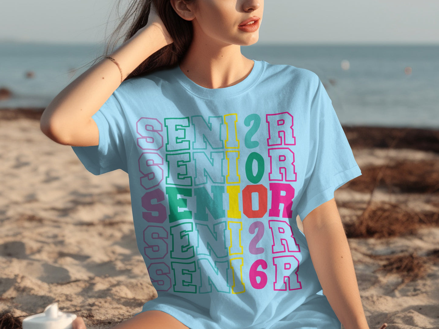 Colorful Senior Year Design Beach T-shirt