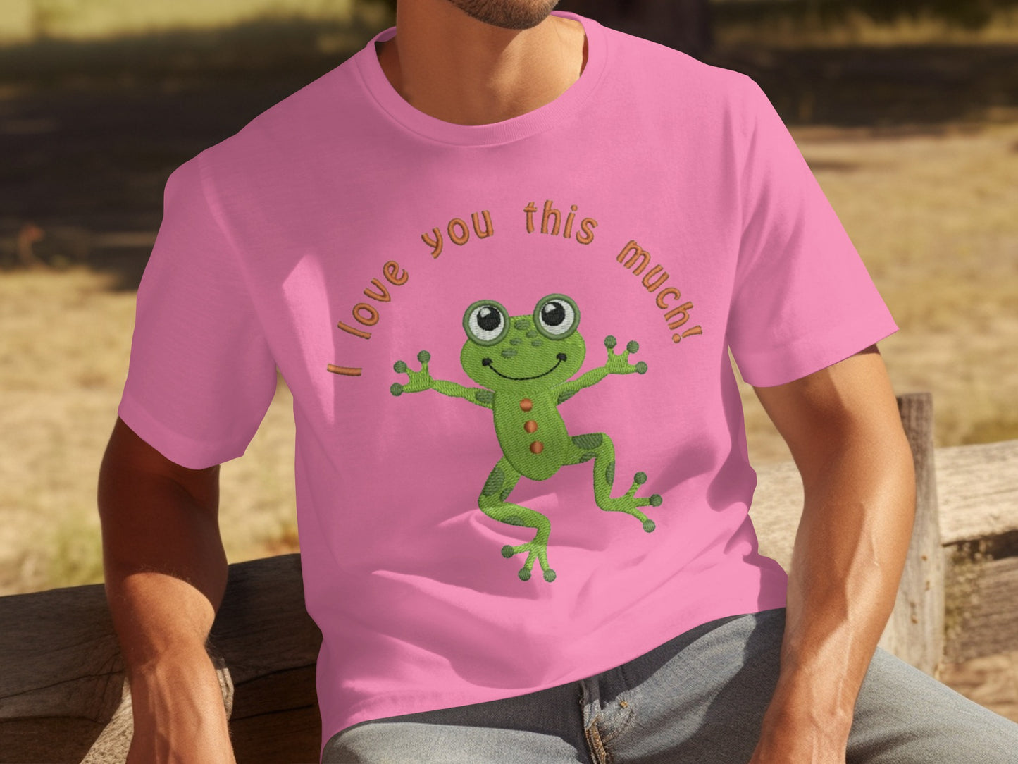 Pink Tee with Cute Frog and I Love You This Much T-shirt