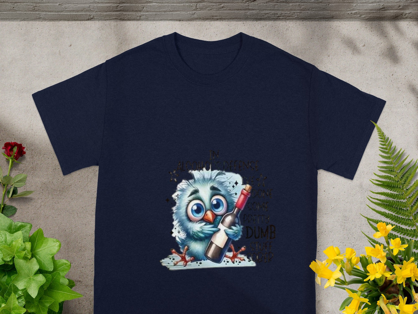 Drunk Owl Cartoon Graphic T-Shirt with Funny Quote