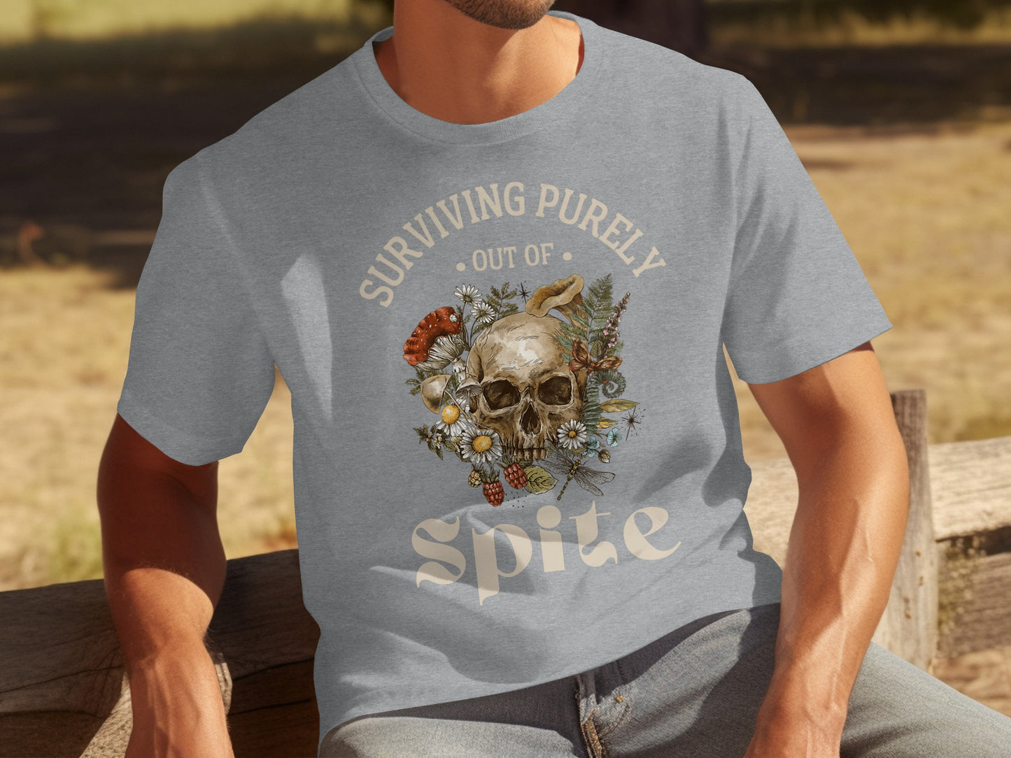 Surviving Purely Out of Spite Skull Design Shirt