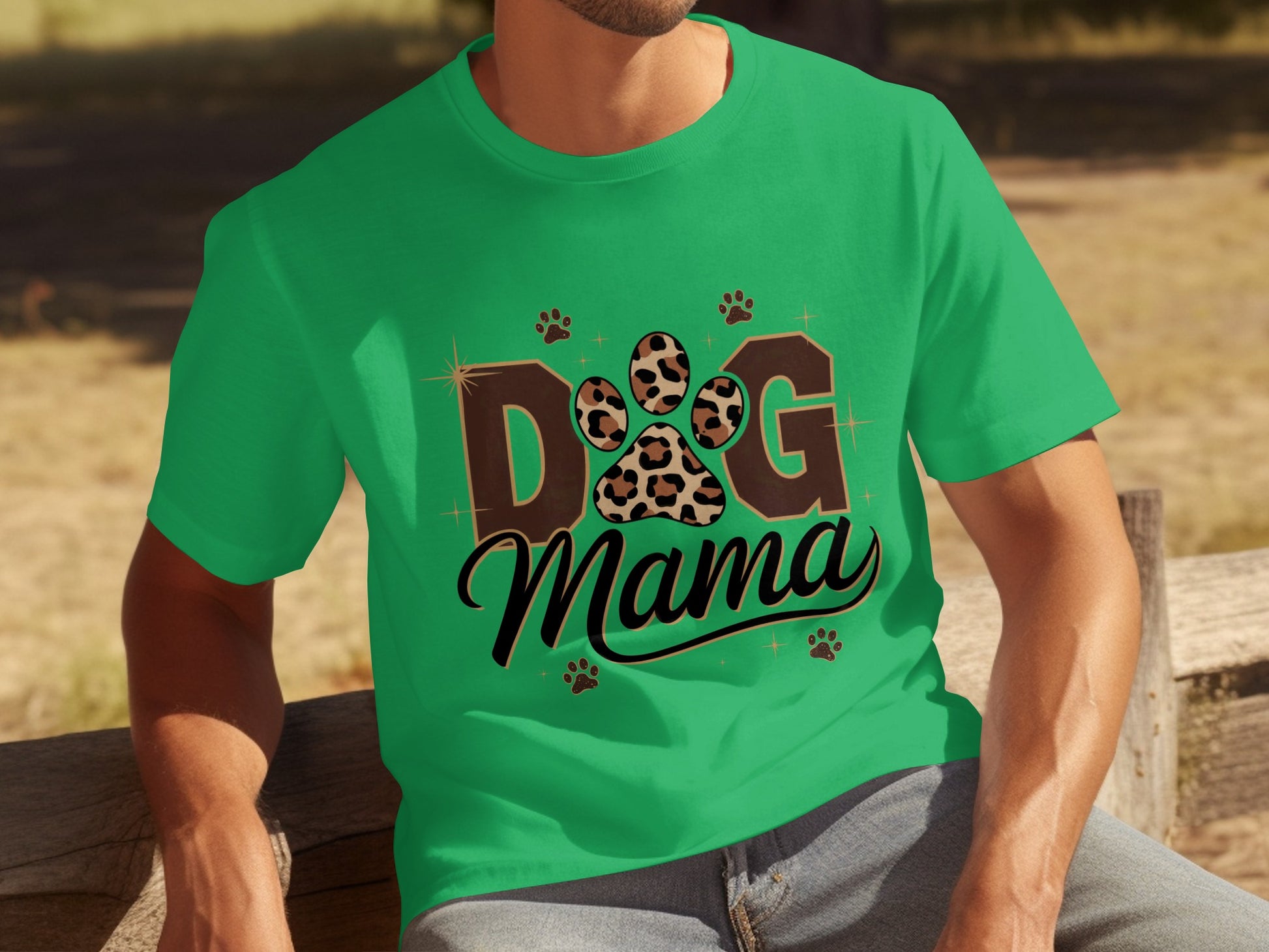 Dog Mama Paw Print Leopard Design T-shirt