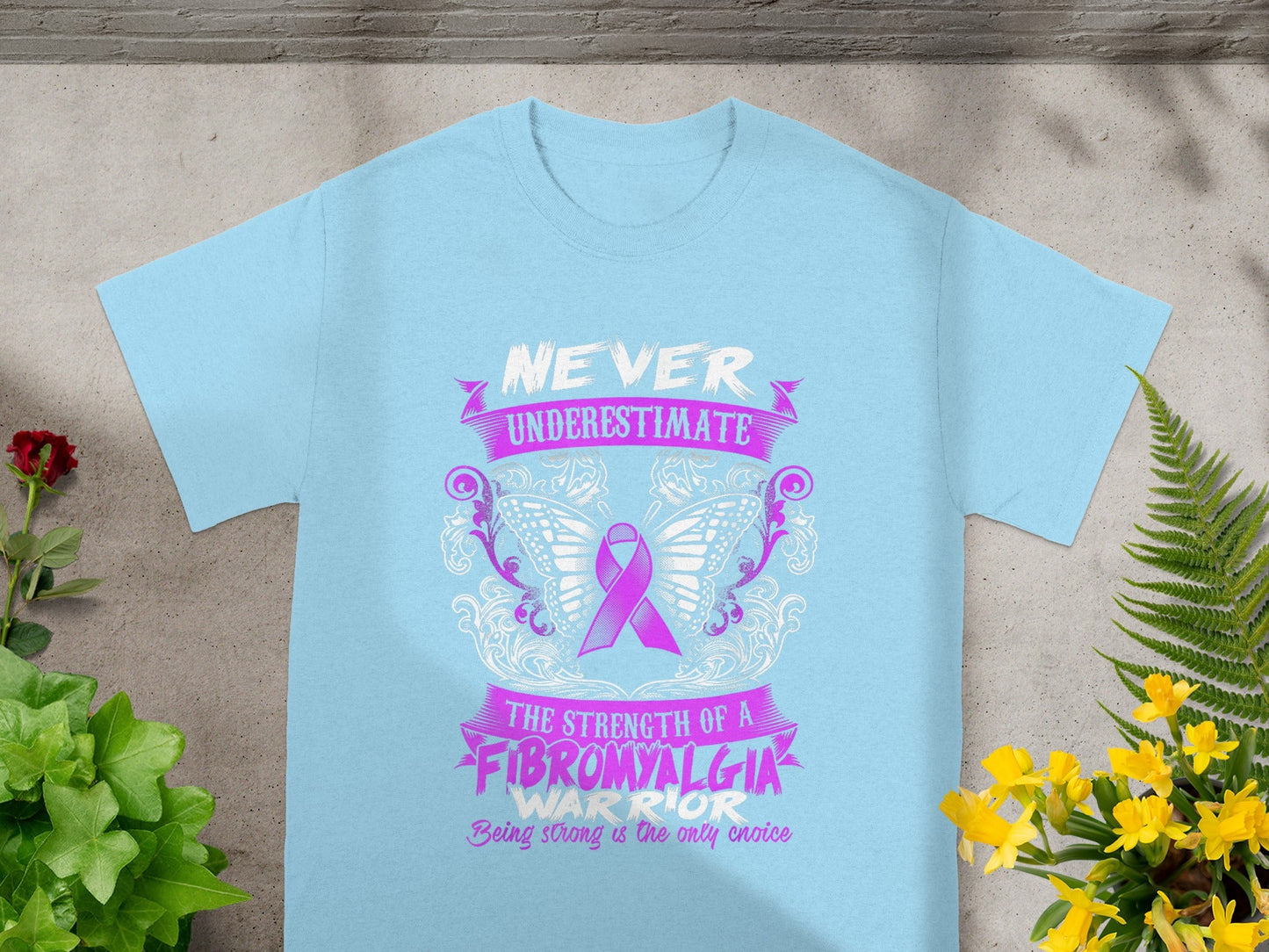 Never Underestimate Fibromyalgia Warrior T-Shirt