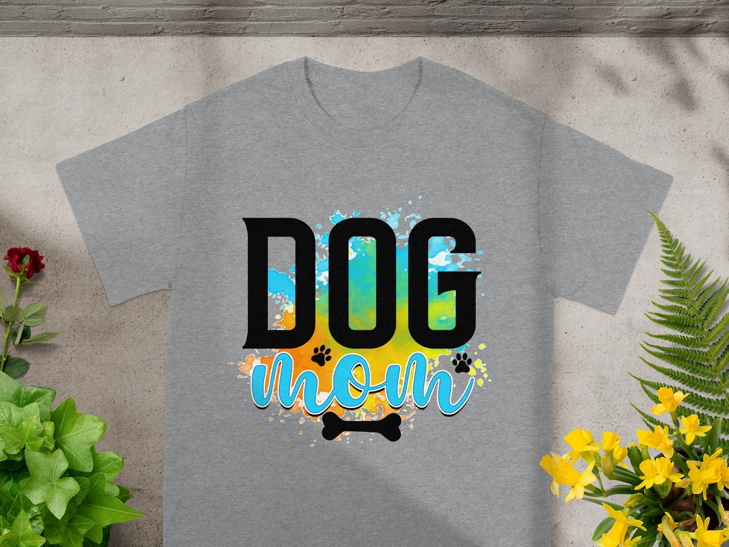 Colorful Dog Mom Graphic Design T-shirt for Pet Lovers