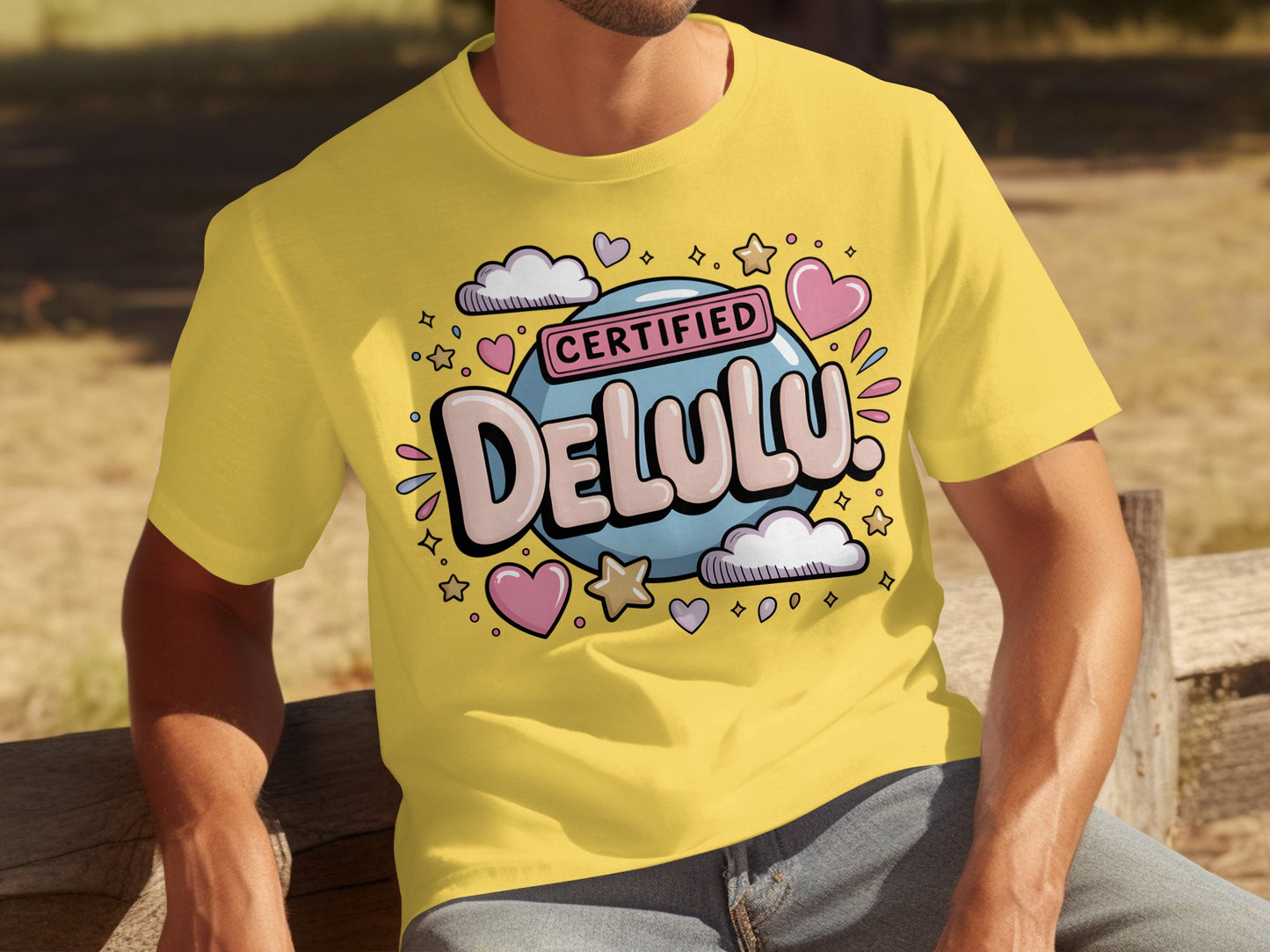 Certified Delulu Colorful Cartoon Graphic Shirt