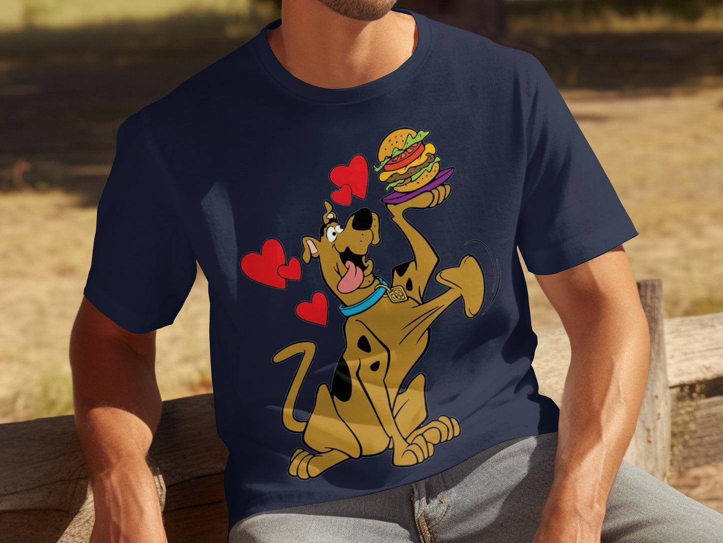 Scooby-Doo with Hearts and Sandwich Graphic T-Shirt