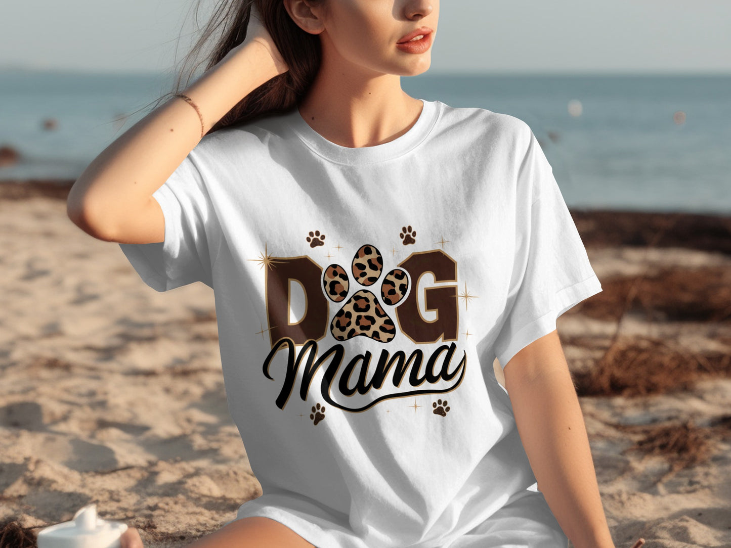 Dog Mama with Paw Print Design T-shirt Product