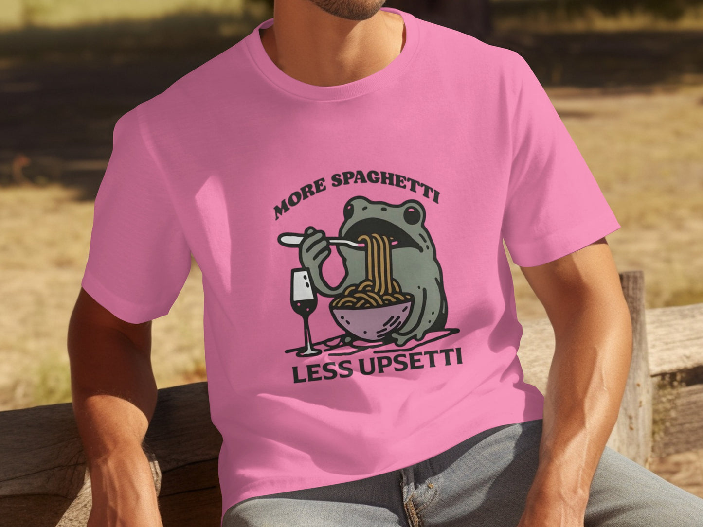 More Spaghetti Less Upsetti Frog Graphic T-shirt