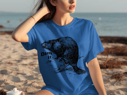 Funny Dam It Beaver Graphic Beachwear Shirt