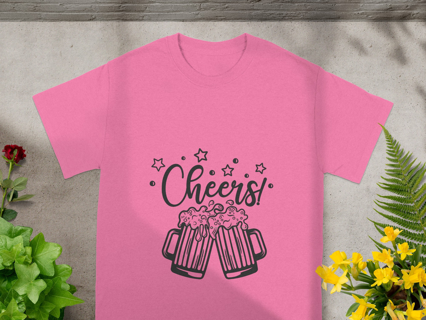 Cheers Mug Design Pink T-Shirt for Celebratory Events