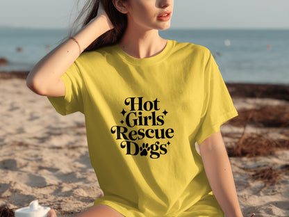 Hot Girls Rescue Dogs Statement Tee Casual Fashion
