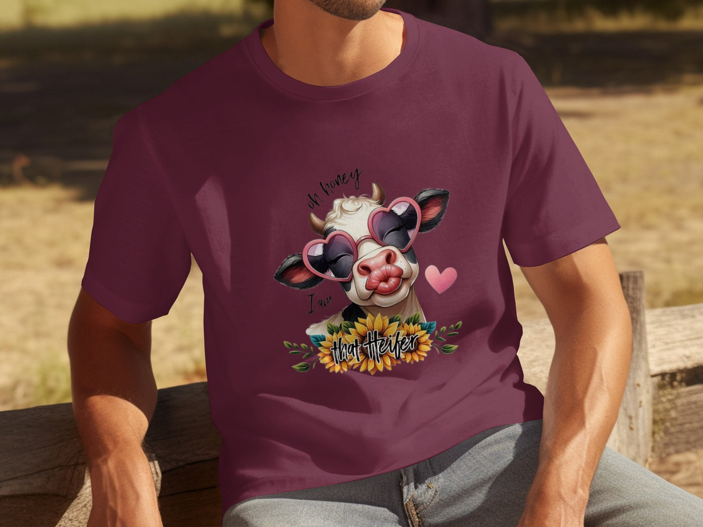 I Am Not Heifer Cow with Heart Sunglasses T-Shirt