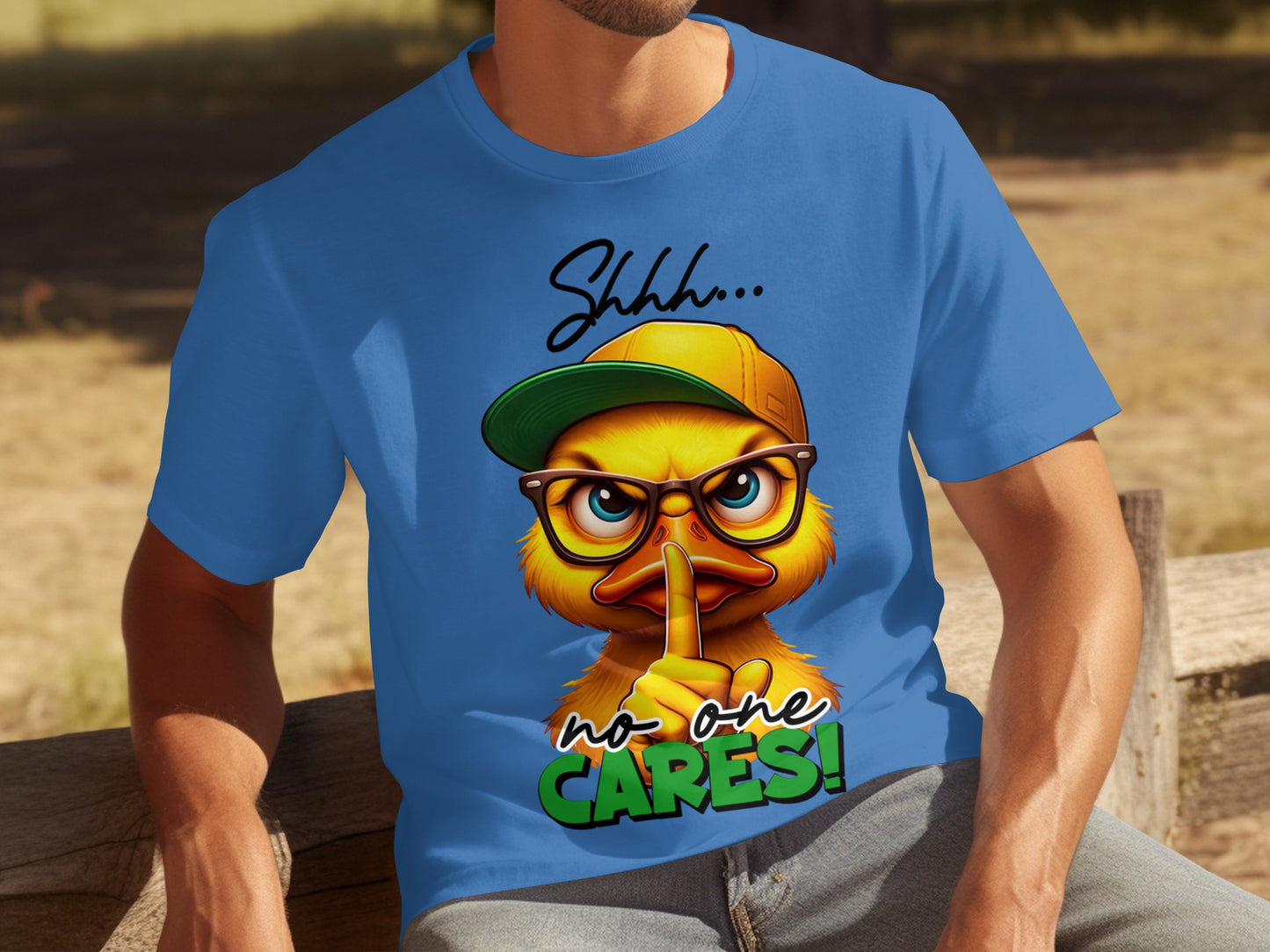Shhh No One Cares Funny Duck Graphic T-Shirt