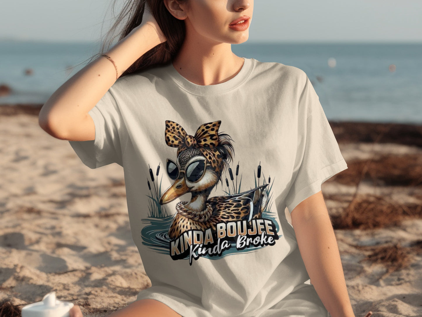 Kinda Boujee Kinda Broke Funny Duck Graphic T-Shirt