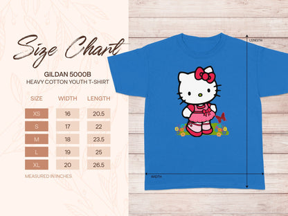 GILDAN 5000B YOUTH T-SHIRT SIZE CHART WIDTH LENGTH product type
