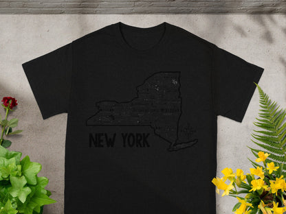 New York State Map Typography Custom T-Shirt