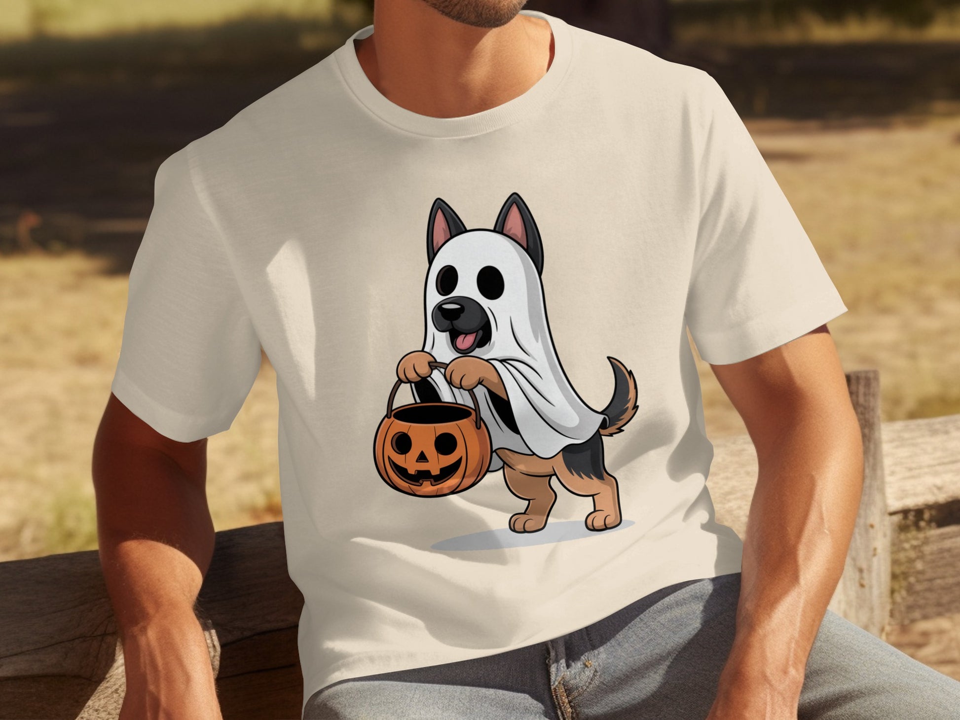 Halloween Cartoon Dog with Pumpkin Comfortable Shirt