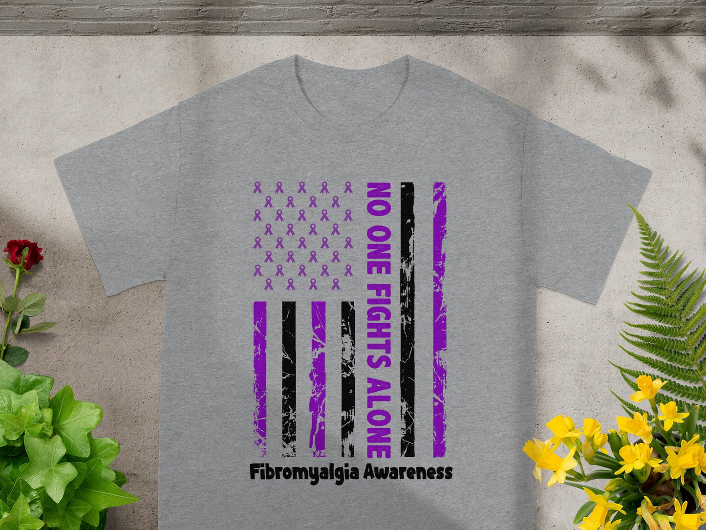 No One Fights Alone Fibromyalgia Awareness Shirt