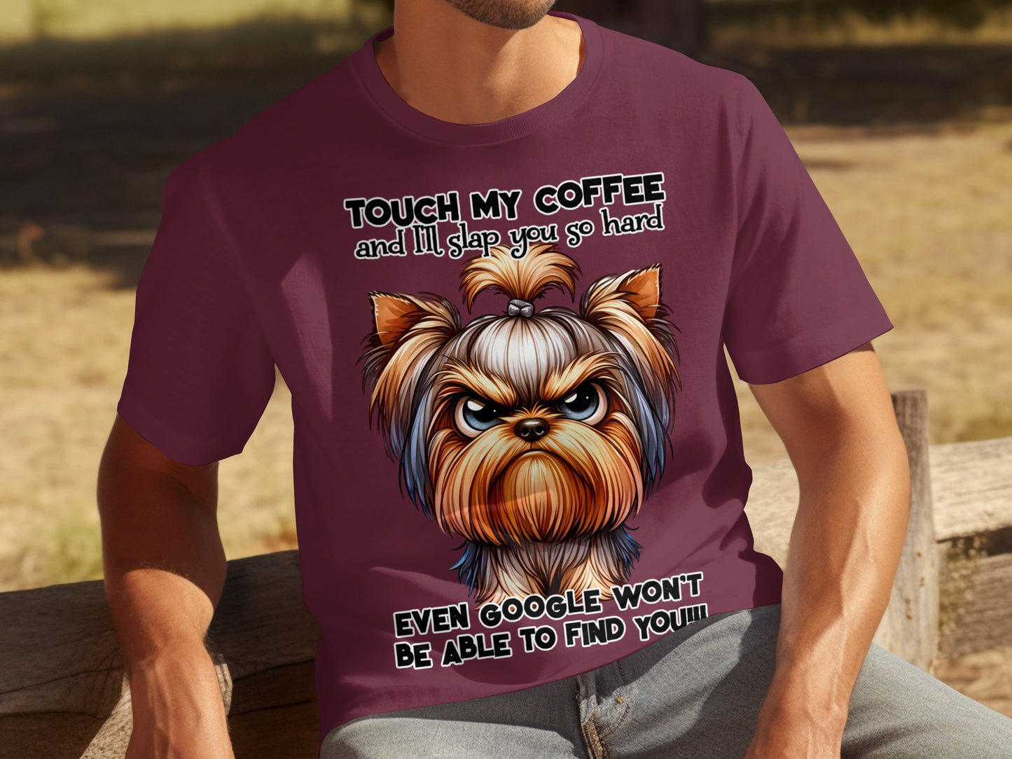 Touch My Coffee Angry Dog Funny Quote T-Shirt