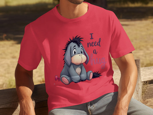 I Need A Hug Eeyore Printed T-Shirt Graphic Design