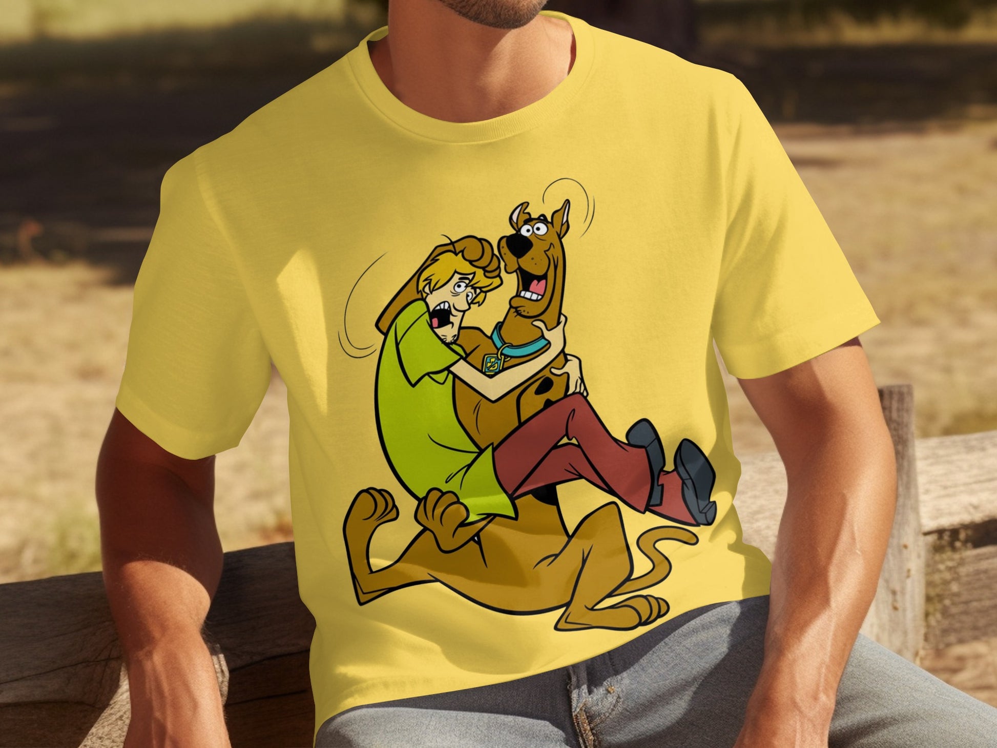 Shaggy and Scooby-Doo Comical Scene Graphic Tee