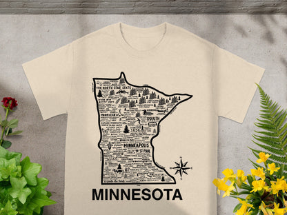 Minnesota Map Graphic T-Shirt The North Star State Product