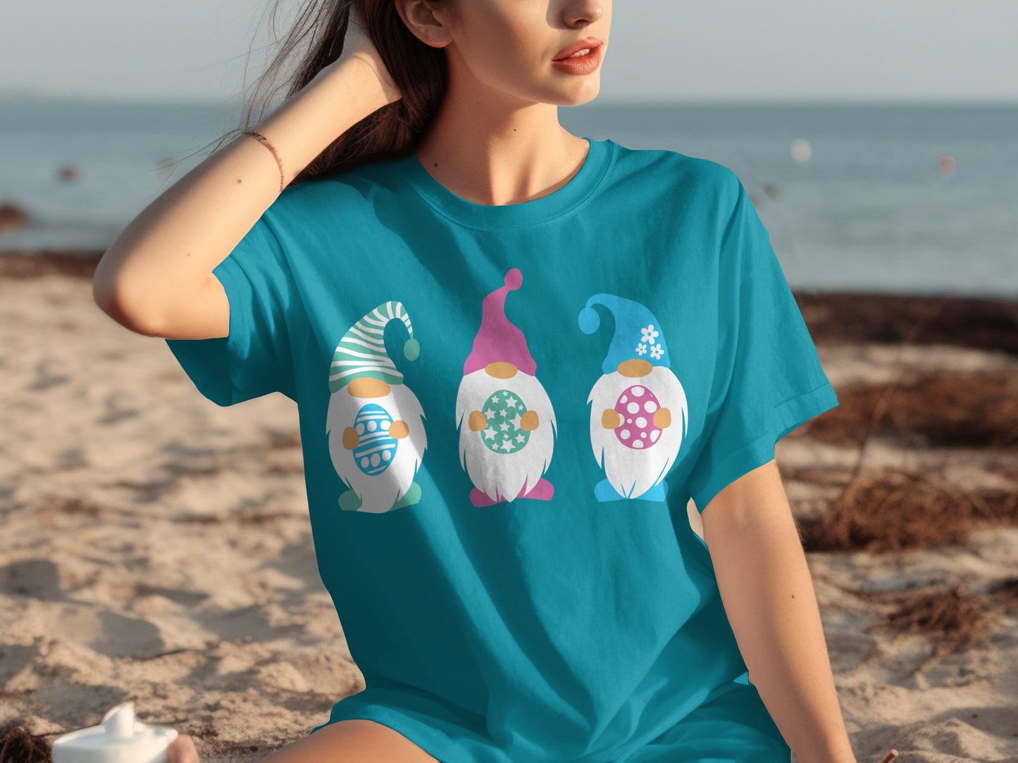 Colorful Gnomes Graphic Beach Tee Shirt Design