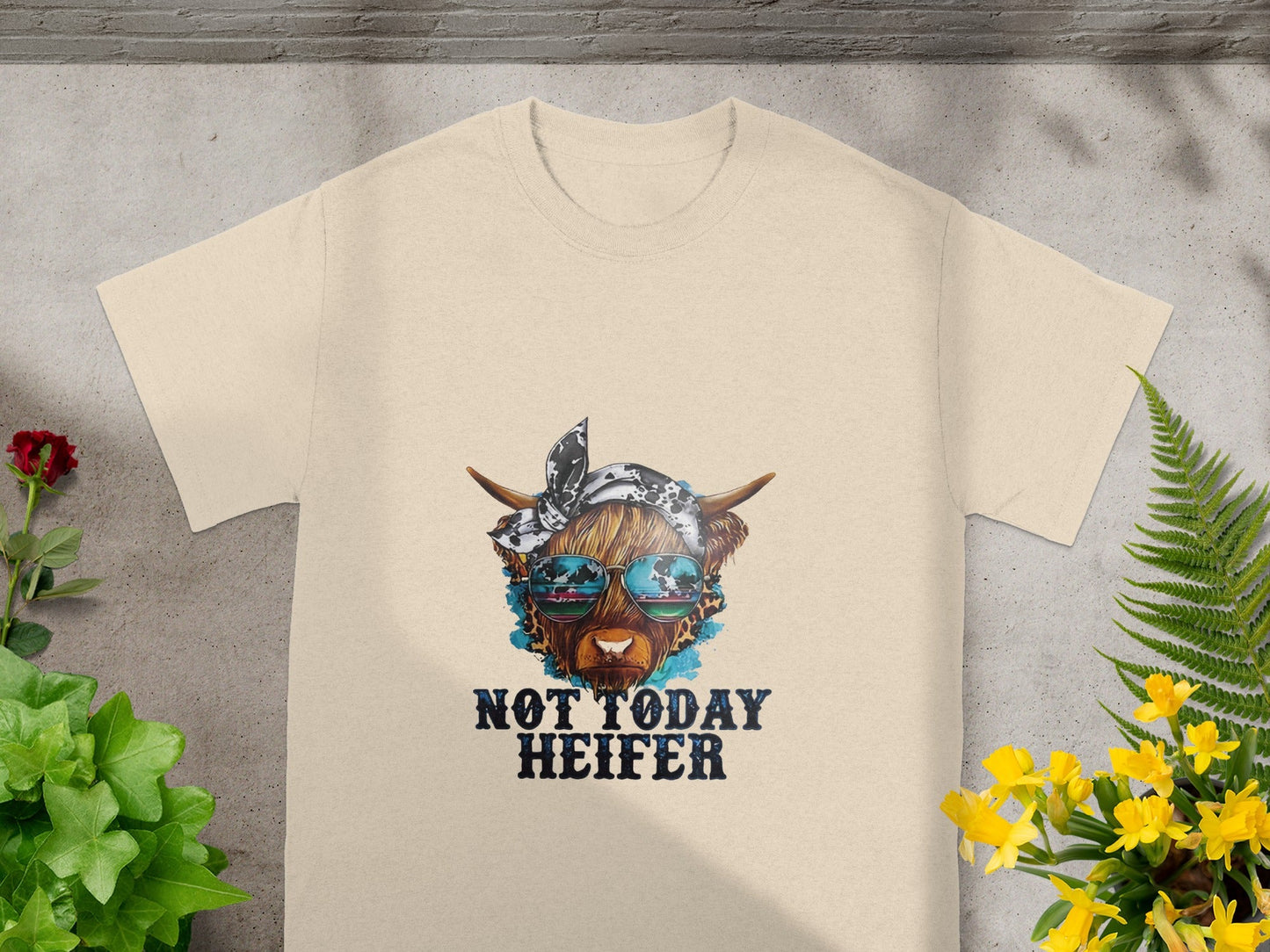 Not Today Heifer Funny Graphic Animal Tee Shirt