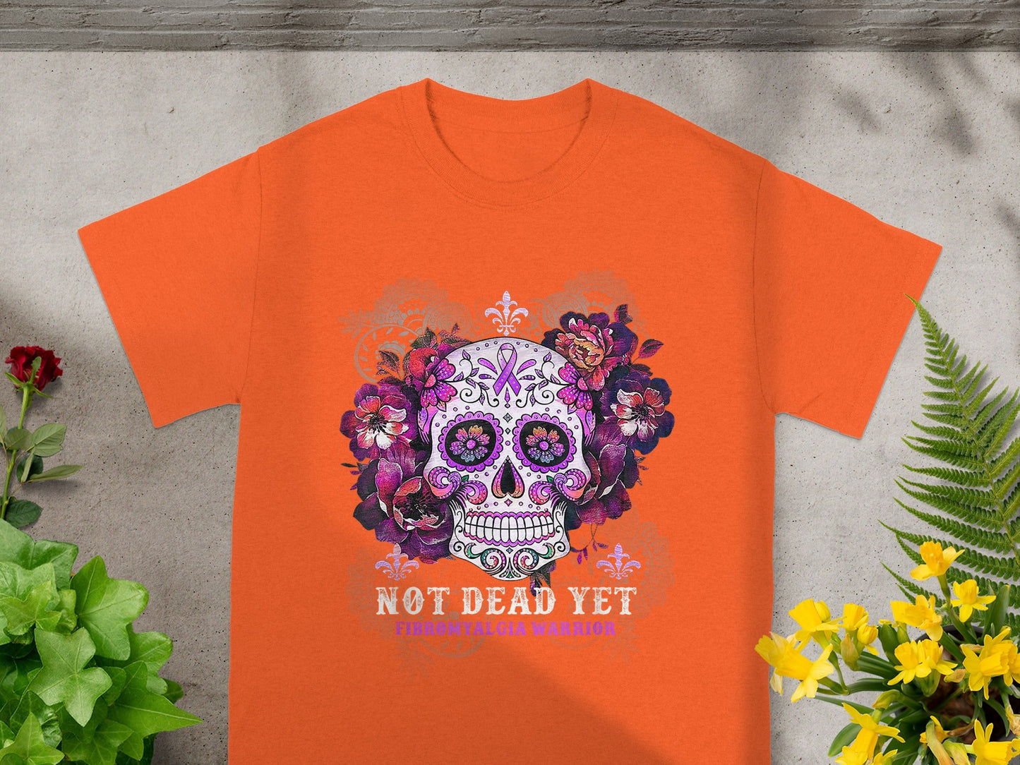 Not Dead Yet Fibromyalgia Warrior Skull T-Shirt