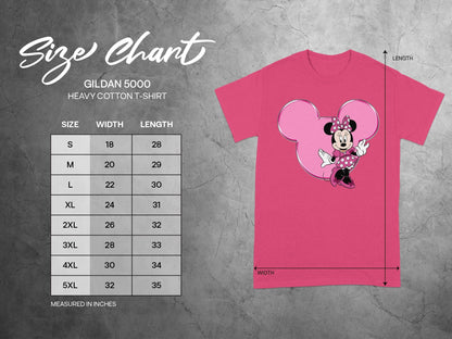 Minnie Mouse Ears Pink Character GILDAN 5000 Size Chart product type