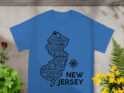 New Jersey State Map Graphic Design T-Shirt