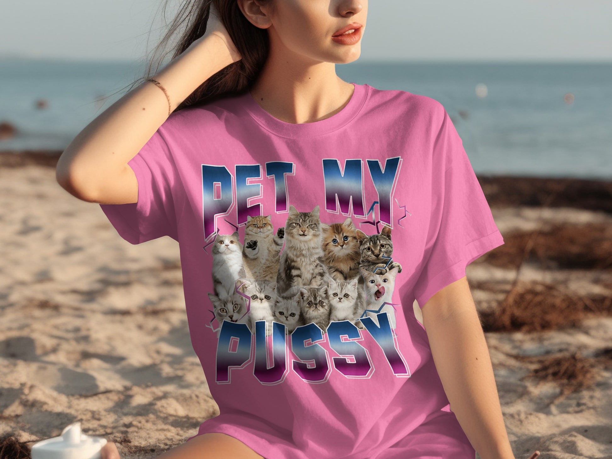 Pet My Pussy Fun Cat Lover T-shirt for Women