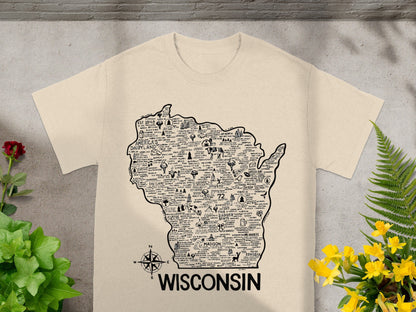 Wisconsin Map Typography Design T-Shirt Product