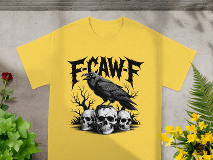 E-CAW-F Crow Design with Skull Art T-shirt