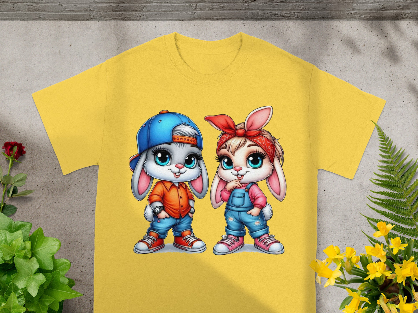 Playful Street Style Bunny Duo T-Shirt