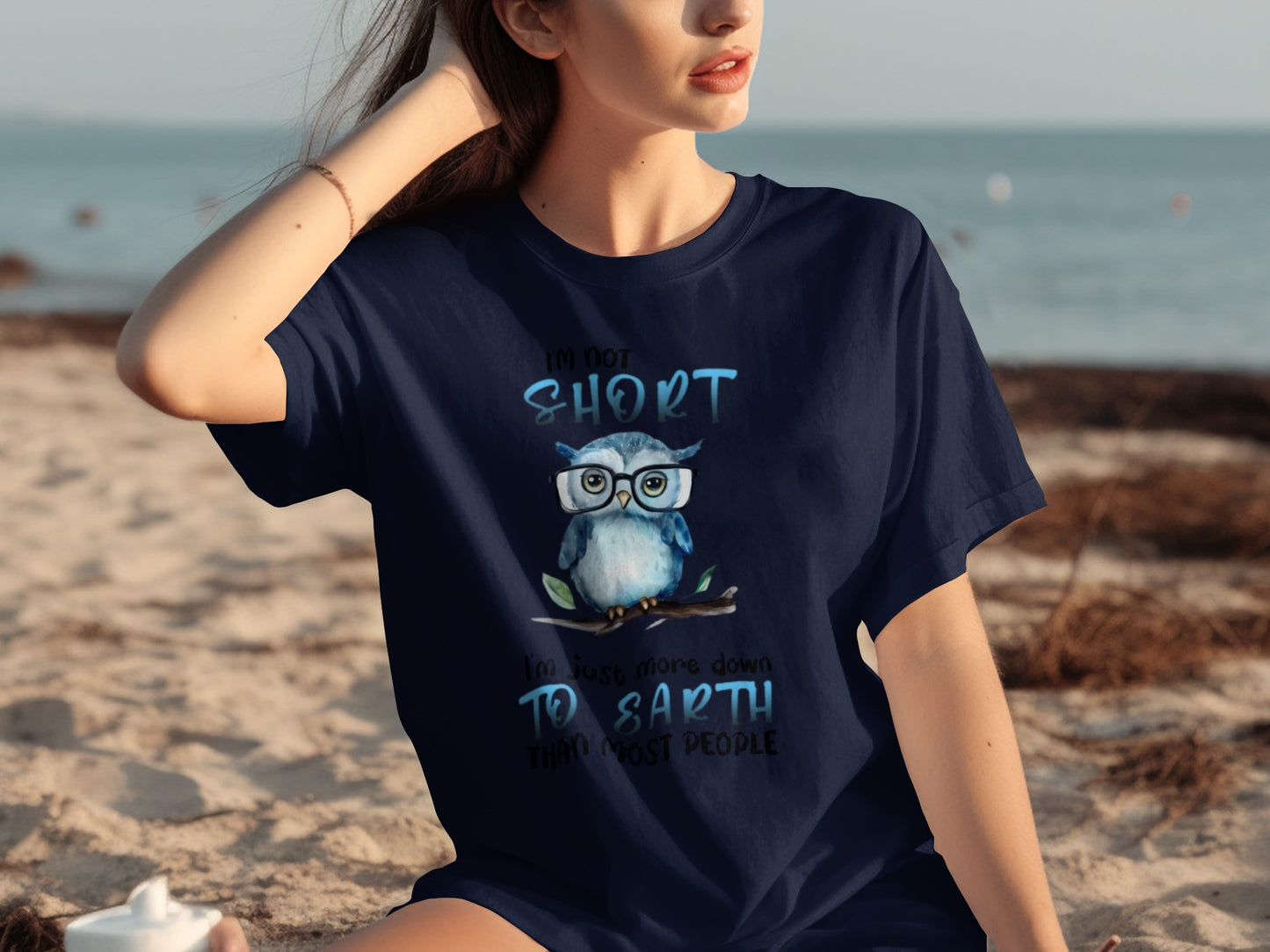 I'm Not Short More Down To Earth Owl T-Shirt