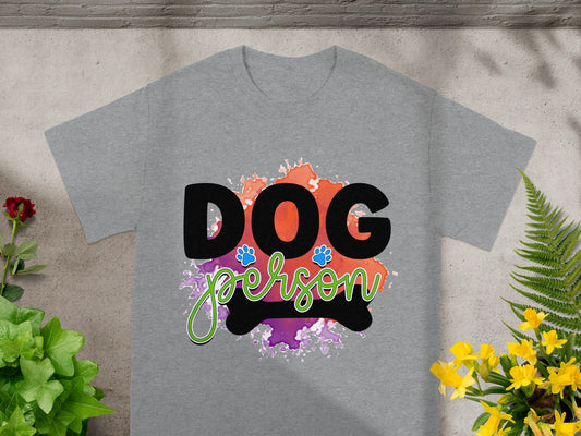 Dog Person Graphic T-Shirt with Colorful Design