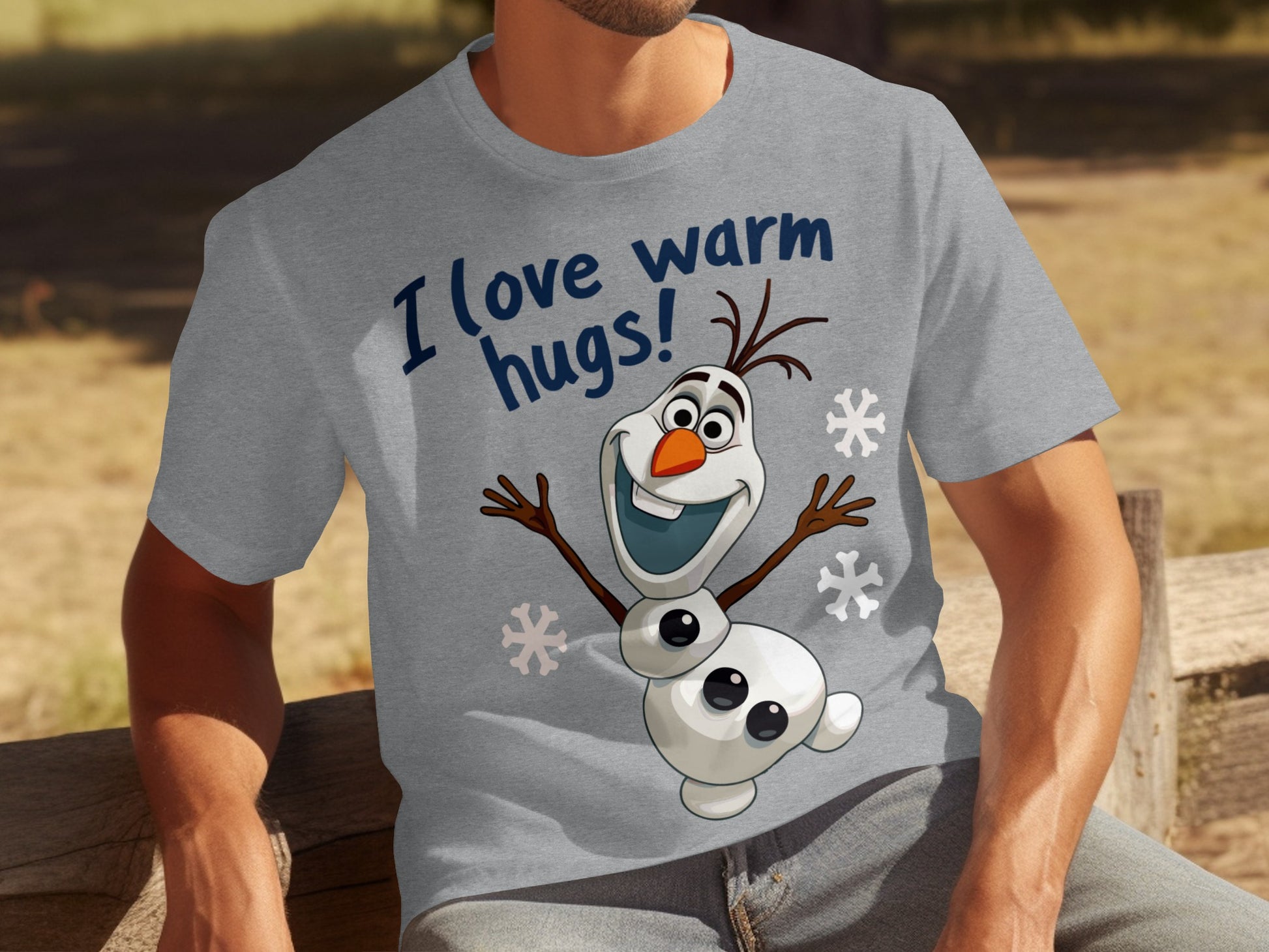 I Love Warm Hugs Snowman Character Graphic T-Shirt