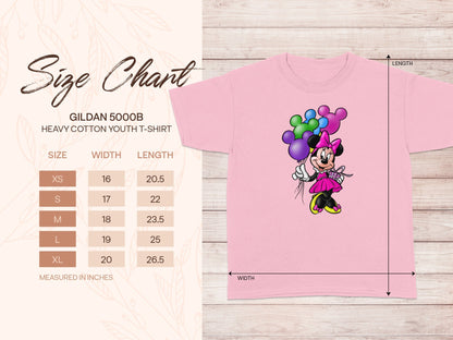 Gildan 5000B Youth T-Shirt Minnie Mouse Balloons pink product type