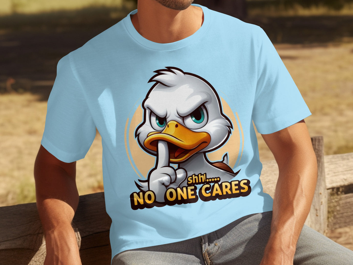Cute Duck Shh No One Cares Funny Graphic T-Shirt