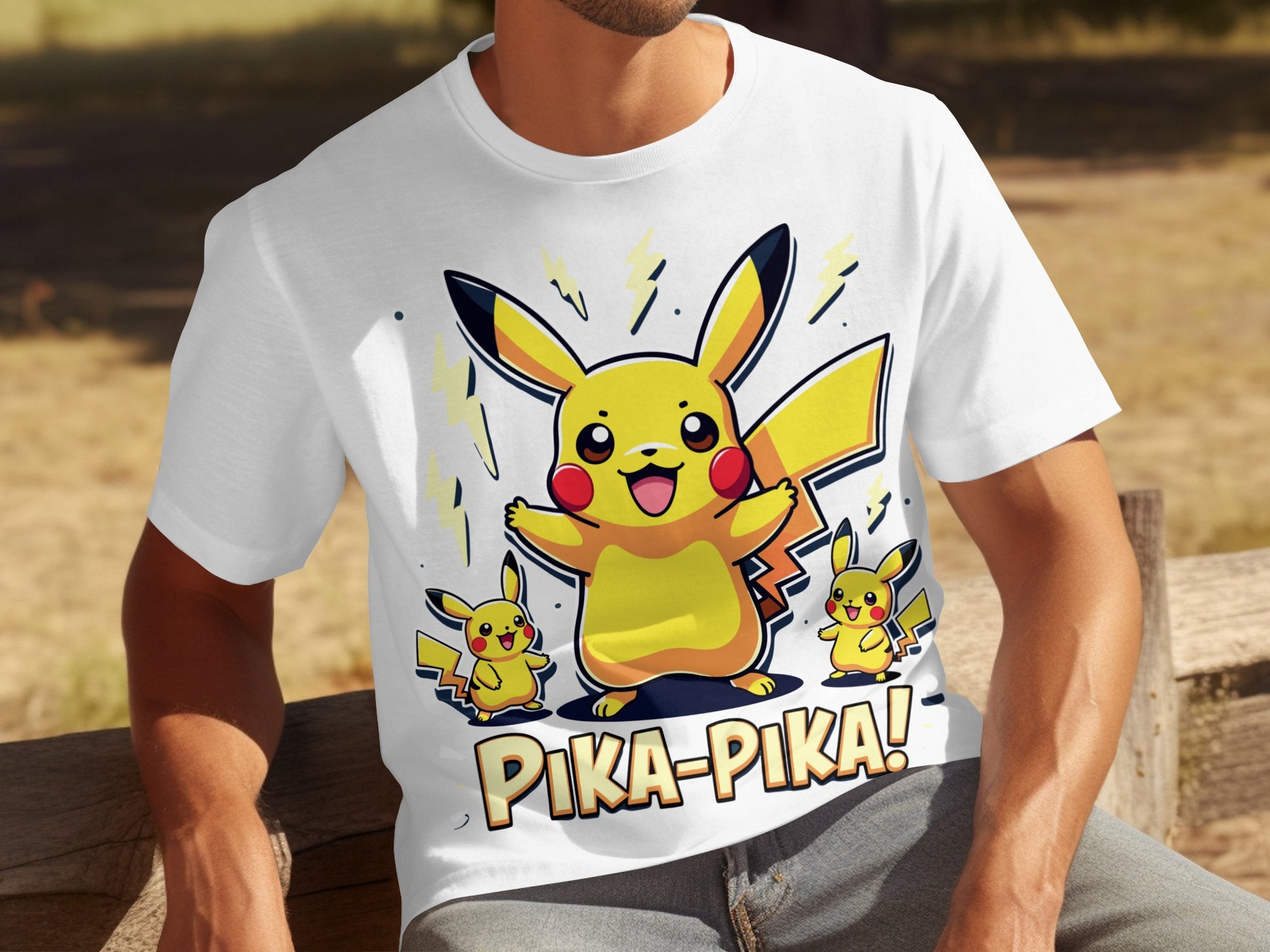 Pika-Pika Pikachu Character Design T-shirt